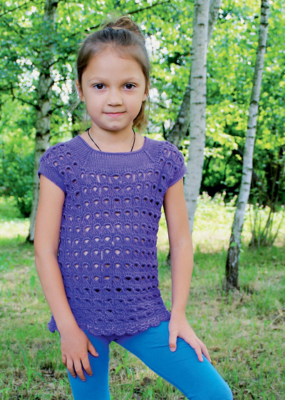 Пуловер с узором брумстик для девочки 7 лет