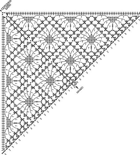 вязание крючком шали паучки схема