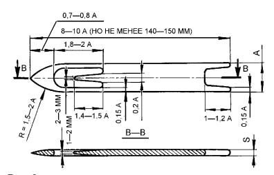 Чертеж челнока для вязания сетей