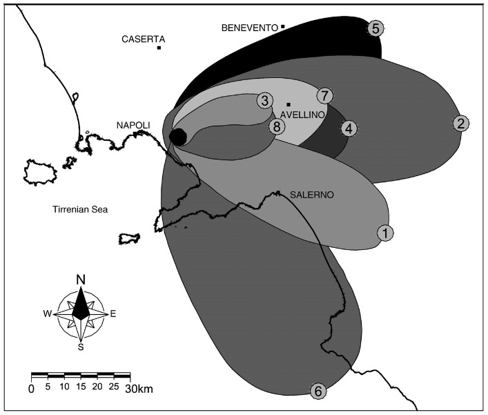 2-04. Карта распределения вулканических отложений Соммы-Везувия за последние 25 тысяч лет.jpg
